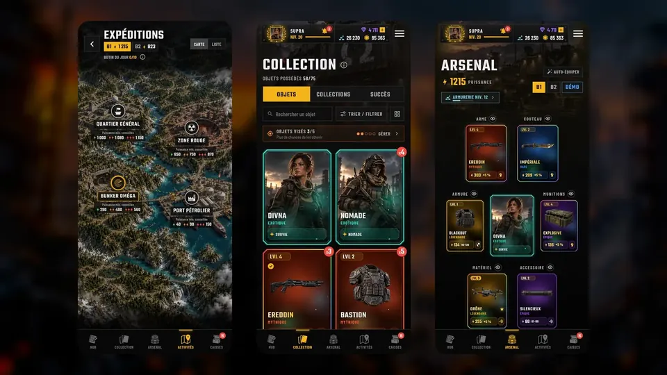 Arsenal Zero sur téléphone, dans le navigateur